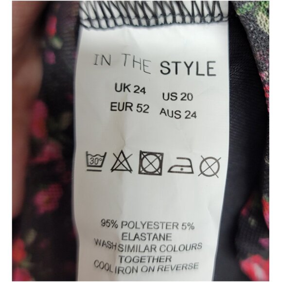 NWT In The Style x Liberty Black Floral Puff Sleeve Mini Dress 20 - Picture 8 of 9